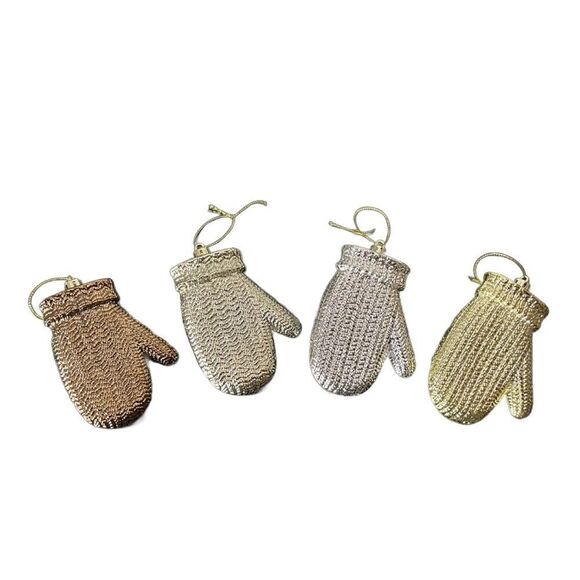 Ornaments Bundle of 4 Mitten Christmas Tree Ornaments (Bronze, Gold & Silver) - Picture 12 of 13